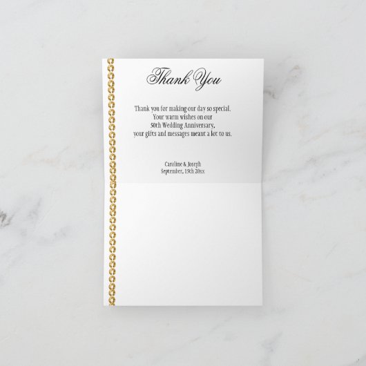 50e Jubileum Silver & Gold, Paars Hartelijk dank Bedankkaart (Binnen)