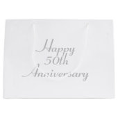 50e Jubileum Silver Text Sjabloon Gift Bag Groot Cadeauzakje (Voorkant)