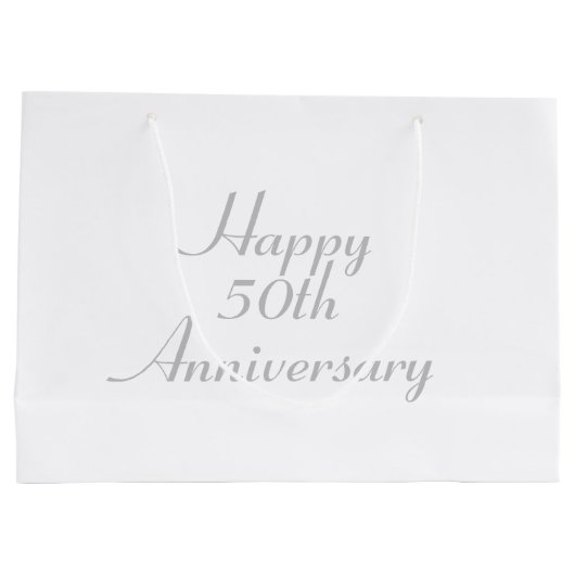 50e Jubileum Silver Text Sjabloon Gift Bag Groot Cadeauzakje (Achterkant)