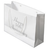 50e Jubileum Silver Text Sjabloon Gift Bag Groot Cadeauzakje (Voorkant Gekanteld)