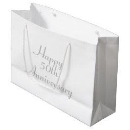 50e Jubileum Silver Text Sjabloon Gift Bag Groot Cadeauzakje