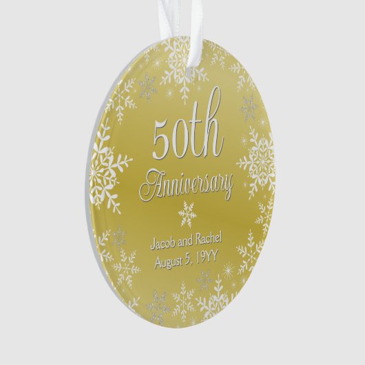 50e Jubileum Snowflakes Custom Gold Wedding Ornament (voorkant)