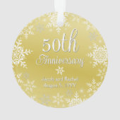 50e Jubileum Snowflakes Custom Gold Wedding Ornament (achterkant)