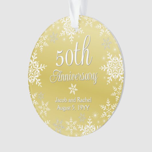 50e Jubileum Snowflakes Custom Gold Wedding Ornament (voorkant)