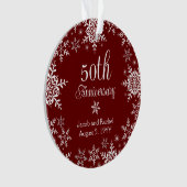 50e Jubileum Snowflakes Red Custom Wedding Ornament (voorkant)