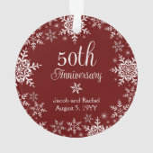 50e Jubileum Snowflakes Red Custom Wedding Ornament (achterkant)
