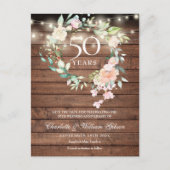 50e Jubileum Sparen de Datum Rustic Floral Aankondigingskaart (Voorkant)