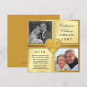 50e Jubileum Sparkle Heart Foto-uitnodigingen Kaart (Voorkant / Achterkant)