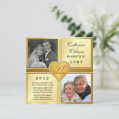 50e Jubileum Sparkle Heart Foto-uitnodigingen Kaart (Staand voorkant)