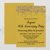 50e Jubileum Surprise Party Gold Black Fifty Kaart (Voorkant / Achterkant)