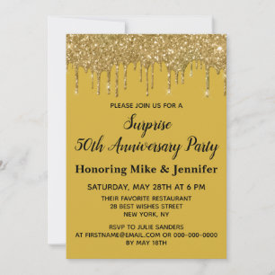 50e Jubileum Surprise Party Gold Black Fifty Kaart