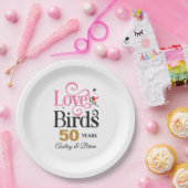 50e Jubileum Tortelduifjes Gepersonaliseerd Papieren Bordje (Feest)