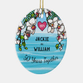 50e Jubileum tropische strand orchideeën Keramisch Ornament (Rechts)