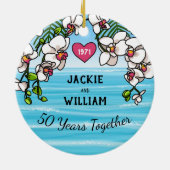 50e Jubileum tropische strand orchideeën Keramisch Ornament (Achterkant)