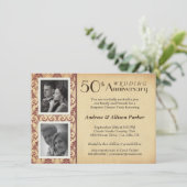  50e Jubileum Twee Foto's Uitnodiging (Staand voorkant)