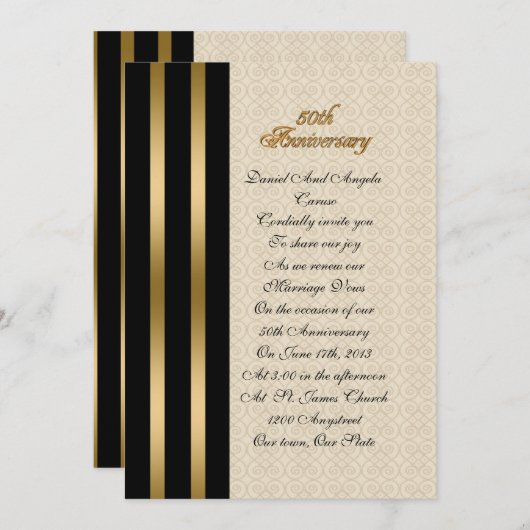 50e Jubileum Uitnodiging elegant (Voorkant / Achterkant)