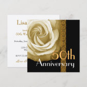 50e Jubileum Uitnodiging - GOLD Roos (Voorkant / Achterkant)