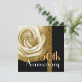 50e Jubileum Uitnodiging - GOLD Roos (Staand voorkant)