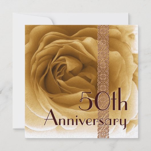 50e Jubileum Uitnodiging - GOLD Roos (Voorkant)