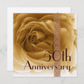 50e Jubileum Uitnodiging - GOLD Roos (Voorkant / Achterkant)