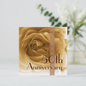 50e Jubileum Uitnodiging - GOLD Roos (Staand voorkant)
