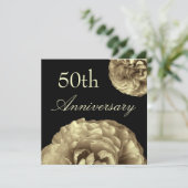 50e Jubileum Uitnodiging - GOLD-Rozen (Staand voorkant)