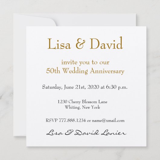 50e Jubileum Uitnodiging - GOLD-Rozen (Achterkant)