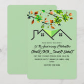 50e Jubileum Uitnodiging, Greenery Wedding Anni Feestdagenkaart (Voorkant / Achterkant)