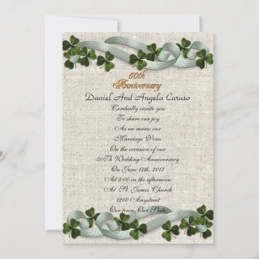 50e Jubileum Uitnodiging Iers thema (Voorkant)