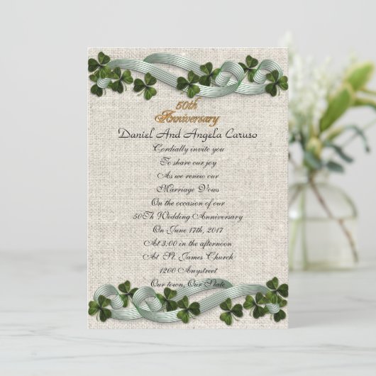 50e Jubileum Uitnodiging Iers thema (Staand voorkant)