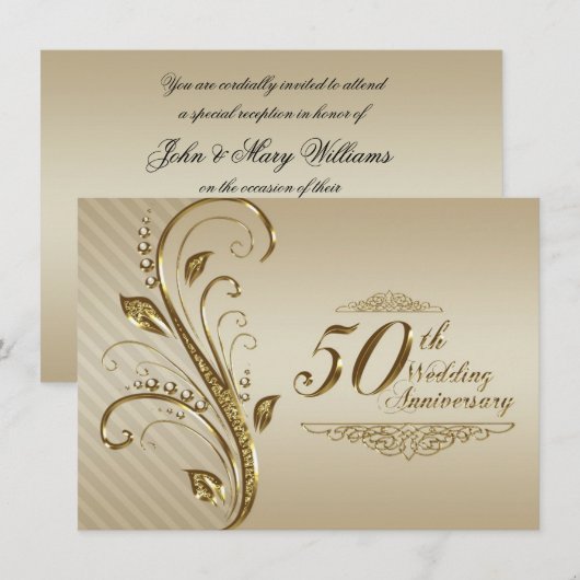 50e Jubileum Uitnodiging Kaart (Voorkant / Achterkant)