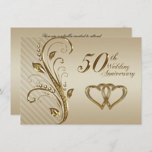 50e Jubileum Uitnodiging Kaart (Voorkant / Achterkant)