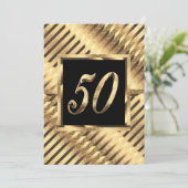 50e Jubileum Uitnodiging Modern Black en Gold (Staand voorkant)