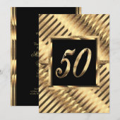 50e Jubileum Uitnodiging Modern Black en Gold (Voorkant / Achterkant)