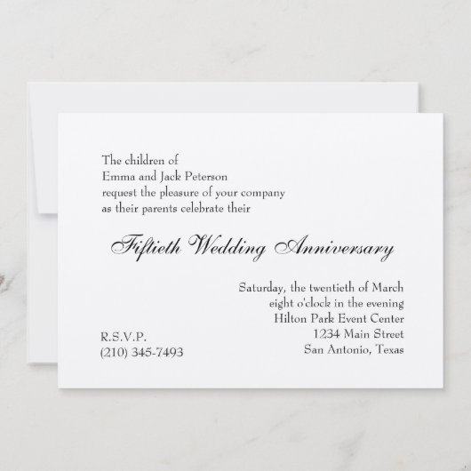 50e Jubileum Uitnodiging voor bruiloft Classy Dama (Achterkant)