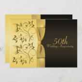 50e Jubileum - Uitnodiging voor zwarte en gouden b (Voorkant / Achterkant)