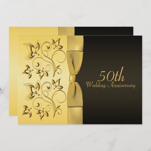 50e Jubileum - Uitnodiging voor zwarte en gouden b (Voorkant / Achterkant)