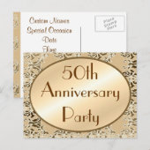 50e Jubileum  uitnodigingen Briefkaarten (Voorkant / Achterkant)