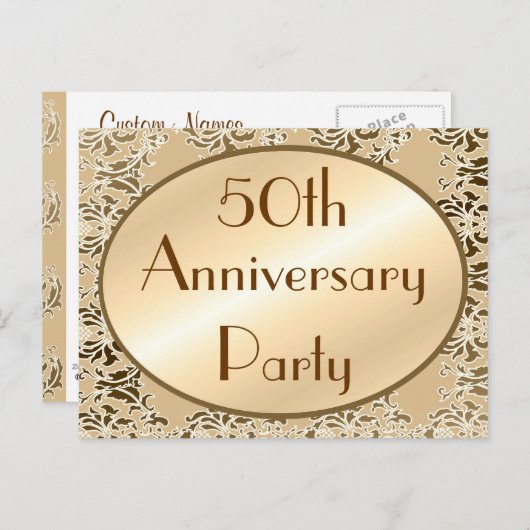 50e Jubileum  uitnodigingen Briefkaarten (Voorkant / Achterkant)