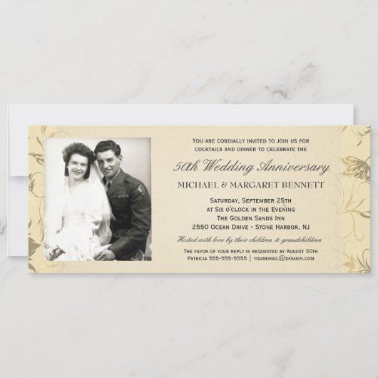 50e Jubileum Uitnodigingen - Victoriaans Floral (Voorkant)