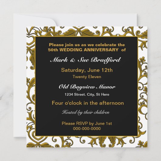 50e Jubileum-uitnodigingen voor bruiloft Kaart (Achterkant)