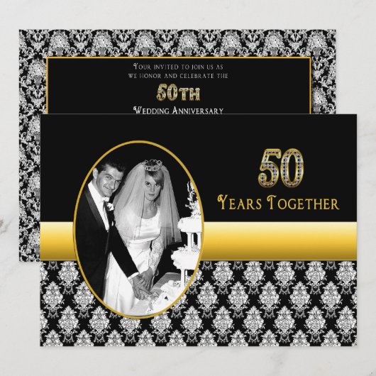 50e Jubileum-uitnodigingen voor bruiloft Kaart (Voorkant / Achterkant)