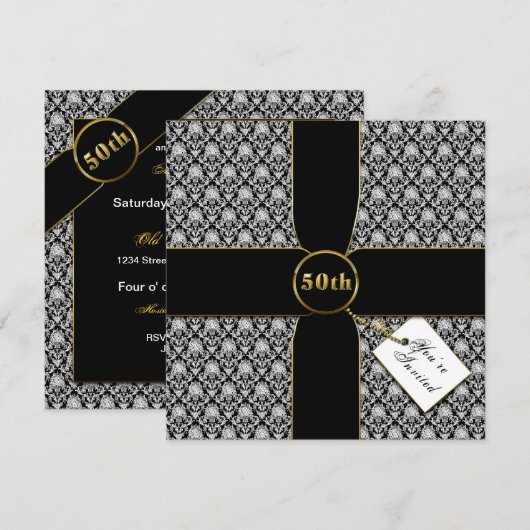 50e Jubileum-uitnodigingen voor bruiloft Kaart (Voorkant / Achterkant)