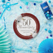 50e Jubileum van bruiloft - Bord Floral paper (Feest)