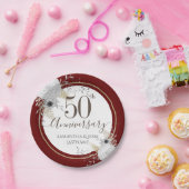 50e Jubileum van bruiloft - Bord Floral paper (Feest)