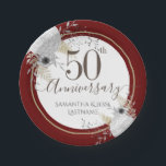50e Jubileum van bruiloft - Bord Floral paper<br><div class="desc">Lieve faux-foliegrens met de schaduwende confetti-hoogtepunten op de boven- en ondergrens. Elegant wit,  goud en zilver bloemontwerp. Alle tekst kan worden aangepast en kan eenvoudig worden gewijzigd voor uw eigen wensen. Geweldig elegante 50e trouwdag ontwerp. Beschikbaar in verschillende kleuren.</div>