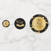 50e Jubileum van de Golden Wedding op Zwart Confetti (Achterkanten)