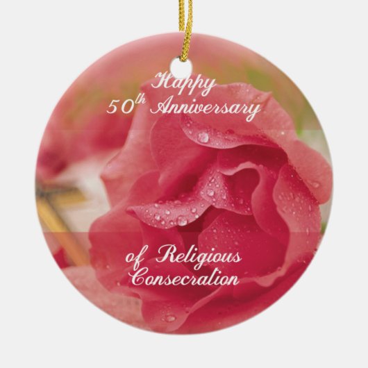 50e Jubileum van de religieuze overtuiging roze Ro Keramisch Ornament (Voorkant)