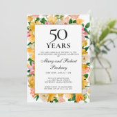 50e Jubileum van het huwelijk Gele roze Floral Kaart (Staand voorkant)