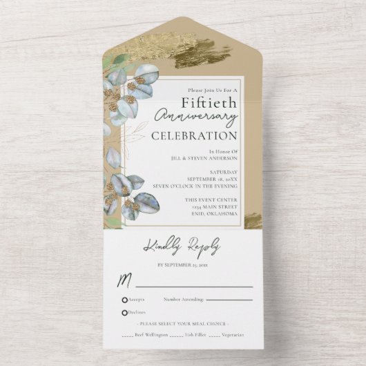 50e Jubileum van het huwelijk in één uitnodiging (Binnen)